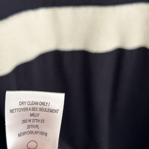 Milly of New York Knit Dress Size Small Black Ivory Stripe V-Neck Classic - Picture 11 of 12